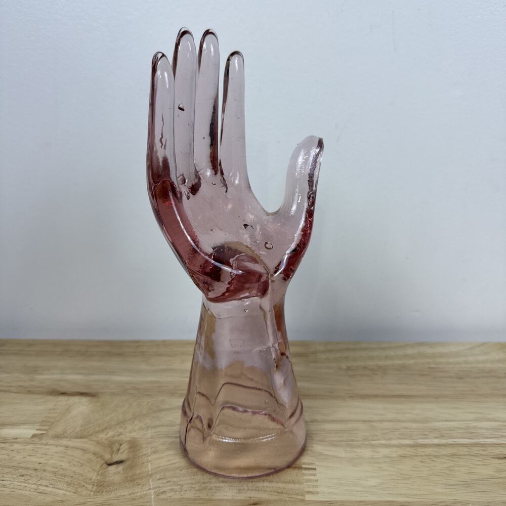 Vintage Baby Pink Depression Glass Hand Ring Mannequin Display 8” - Picture 2 of 8